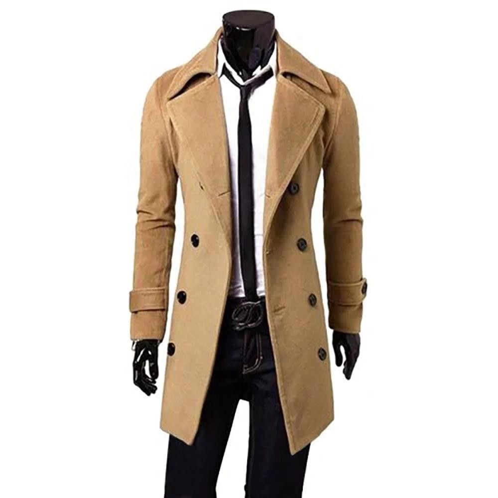 c02 men winter casual warm turn-down collar coat